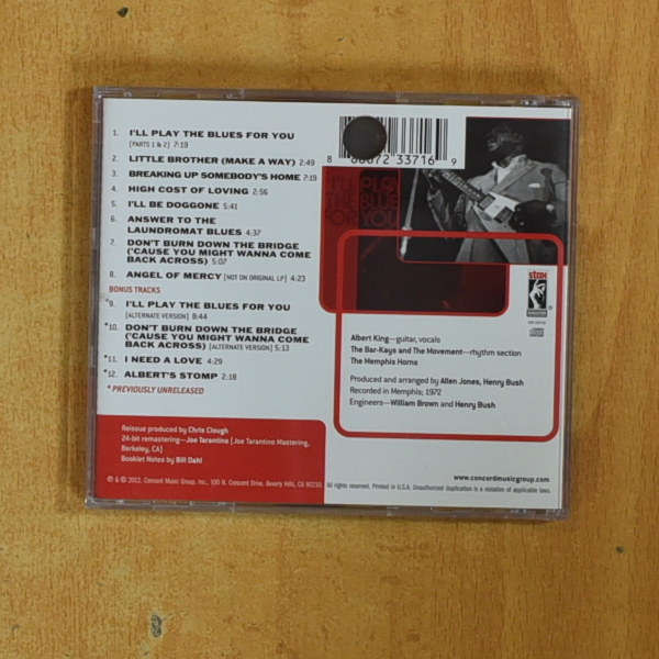 ALBERT KING - ILL PLAY THE BLUES FOR YOU - CD