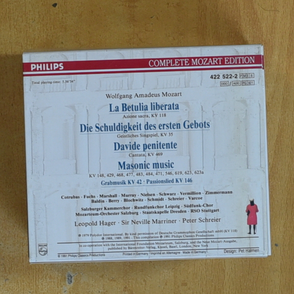 MOZART - ORATORIOS / CANTATAS / MASONIC MUSIC - CD