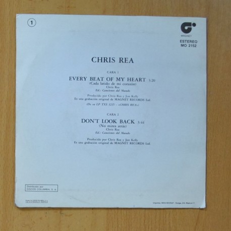 CHRIS REA - EVERY BEAT OF MY HEART / DON´T LOOK BACK - SINGLE