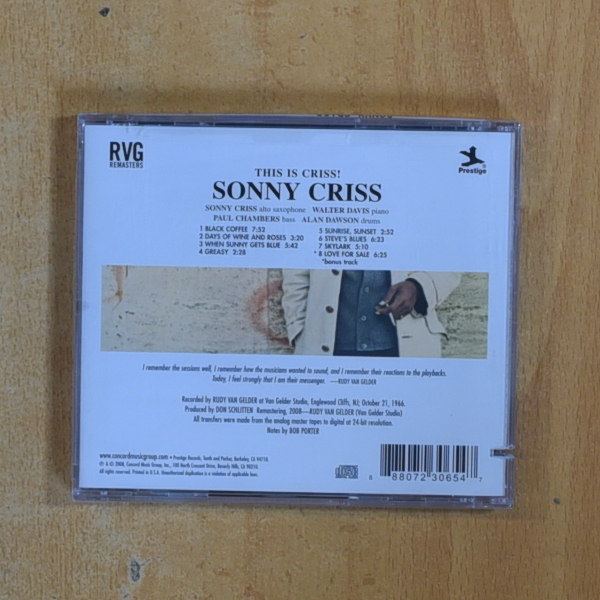 SONNY CRISS - THIS IS CRISS - CD