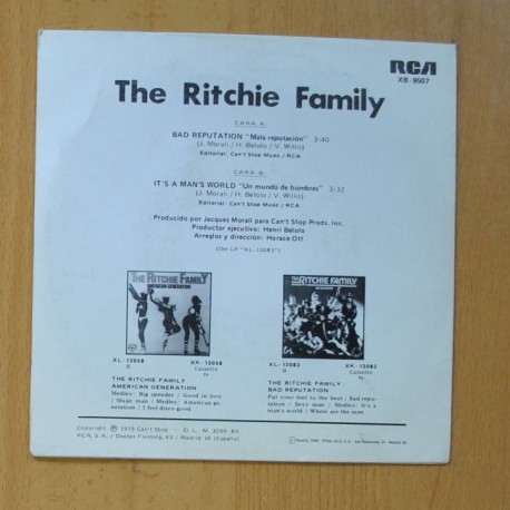 THE RICHIE FAMILY - BAD REPUTATION / IT´S A MAN´S WORLD - SINGLE