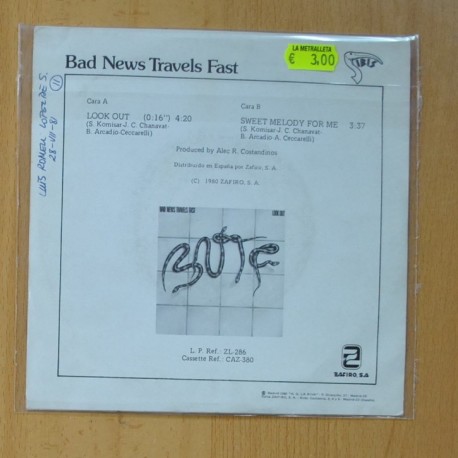 BAD NEWS TRAVELS - LOOK OUT / SWEET MELODY FOR ME - SINGLE