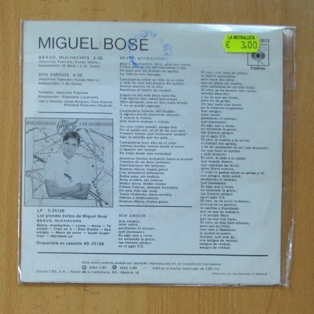 MIGUEL BOSE - BRAVO MUCHACHOS - SINGLE