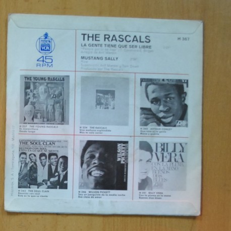 THE RASCALS - LA GENTE TIENE QUE SER LIBRE / MUSTANG SALLY - SINGLE