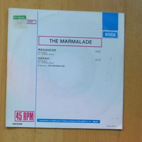 THE MARMALADE - RADANCER / SARAH - SINGLE