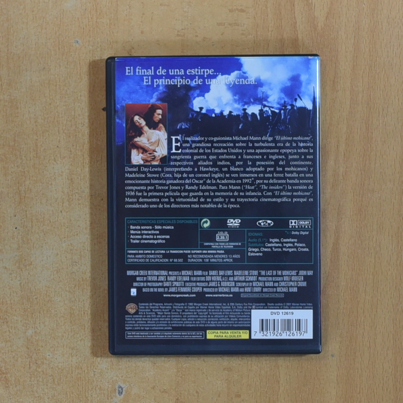 EL ULTIMO MOHICANO - DVD