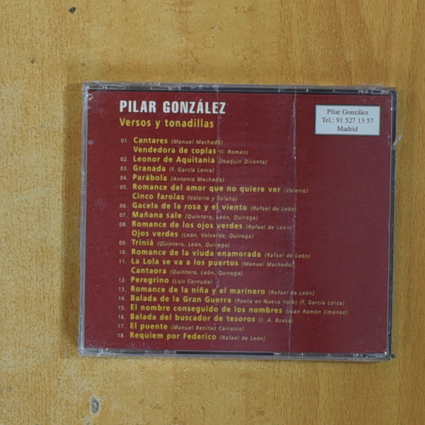 PILAR GONZALEZ - VERSOS Y TONADILLAS - CD