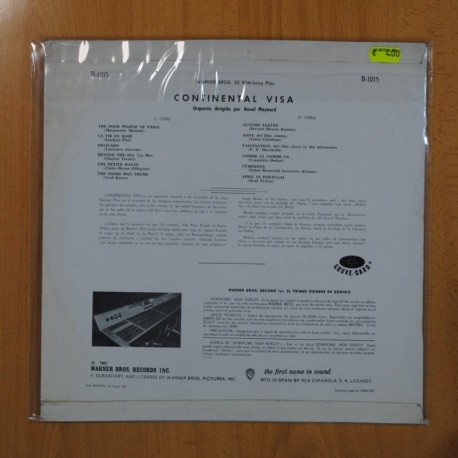 RAOUL MEYNARD AND ORCHESTRA - CONTINENTAL VISA FOR THOSE WHO'VE BEEN ABROAD - LP