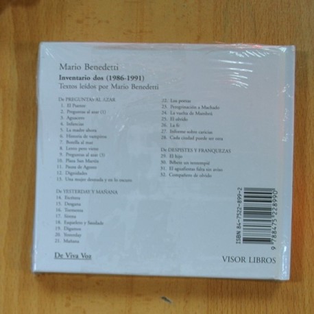 MARIO BENEDETTI - INVENTARIO DOS 1986/1991 - CD