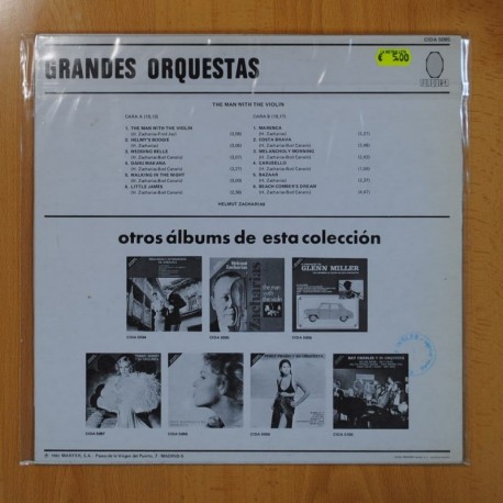 HELMUT ZACHARIAS - ZACHARIAS THE MAN WITH THE VIOLIN - LP