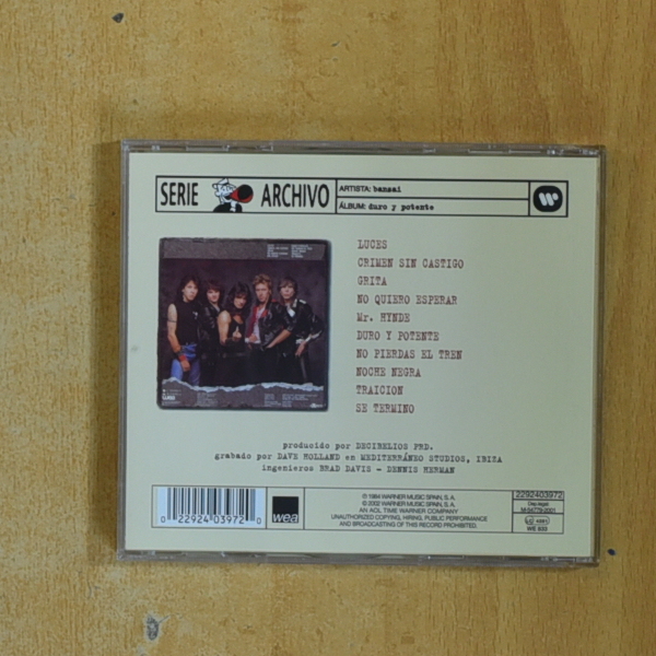 BANZAI - DURO Y POTENTE - CD
