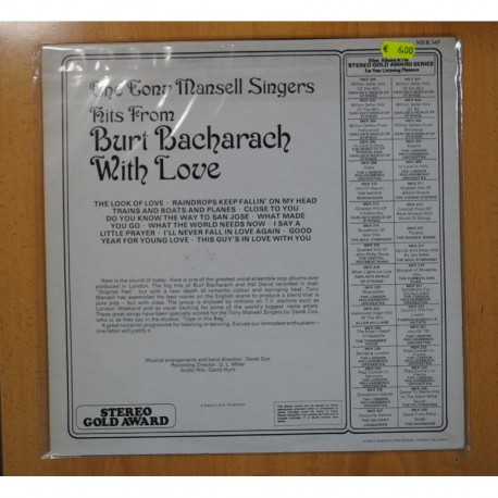 THE TONY MANSELL SINGERS - HITS FROM BURT BACHARACH WITH LOVE - LP