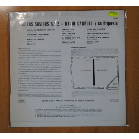 DAVID CARROLL Y SU ORQUESTA - MAGICOS SONIDOS Nº 2 - LP