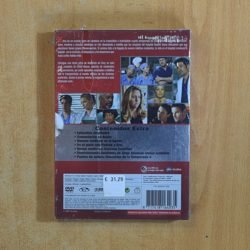 ANATOMIA DE GREY - CUARTA TEMPORADA - DVD