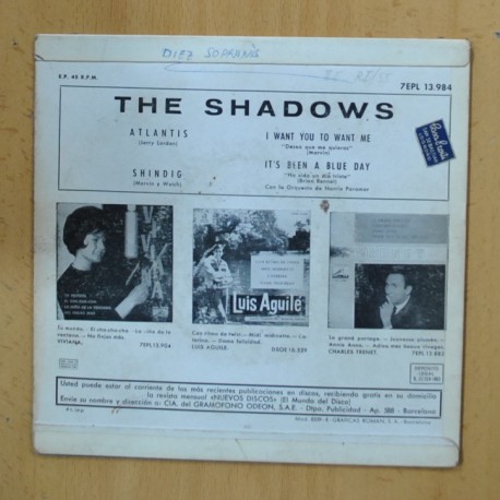 THE SHADOWS - FOOT TAPPING - ATLANTIS + 3 - EP