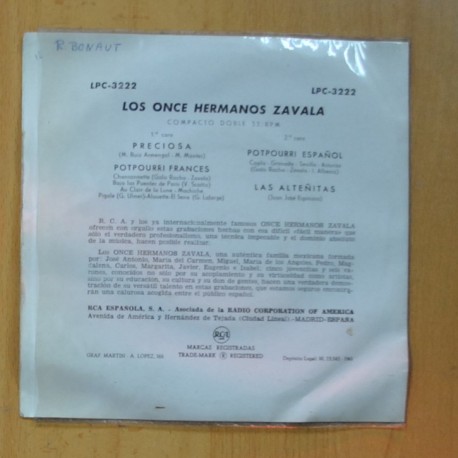 LOS ONCE HERMANOS ZABALA - PRECIOSA + 3 - EP