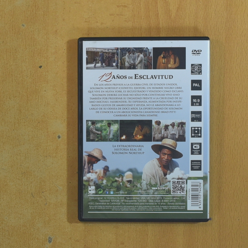 12 AÑOS DE ESCLAVITUD - DVD