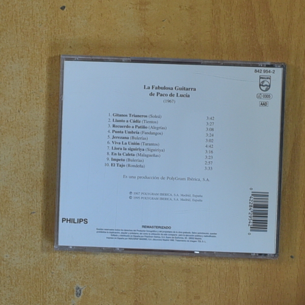 PACO DE LUCIA - LA FABULOSA GUITARRA DE PACO DE LUCIA - CD