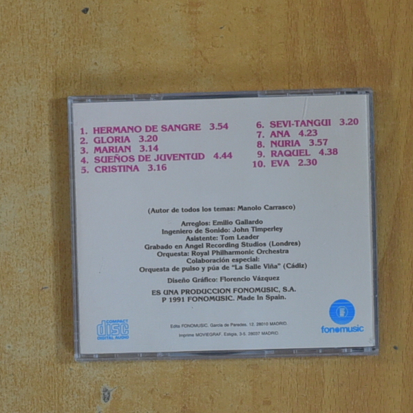 MANOLO CARRASCO Y THE ROYAL PHILHARMONIC ORCHESTRA - SUEÑOS DE JUVENTUD - CD