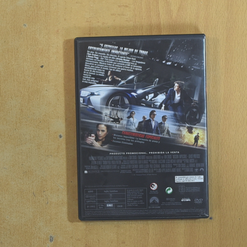 MISION IMPOSIBLE PROTOCOLO FANTASMA - DVD