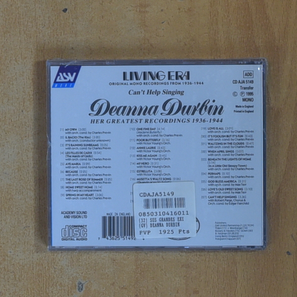DEANNA DURBON - HER GREATEST RECORDINGS 1936 / 1944 - CD