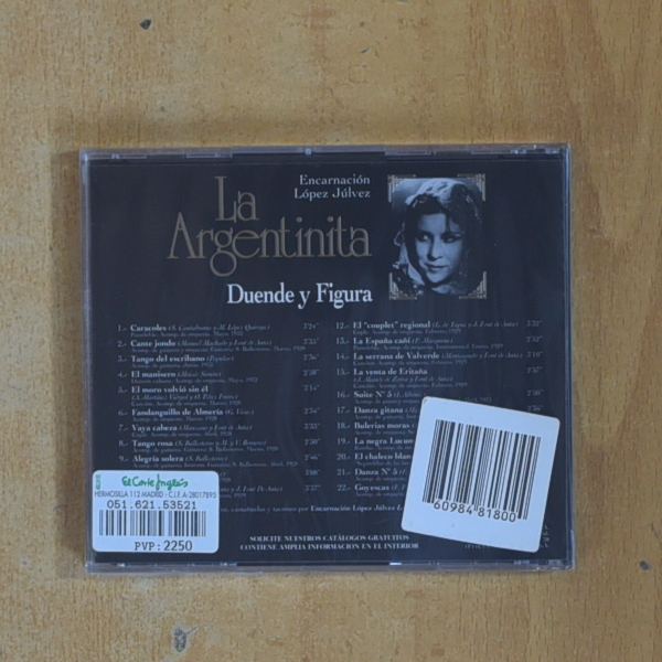 ENCARNACION LOPEZ JULVEZ - LA ARGENTINITA DUENDE Y FIGURA - CD