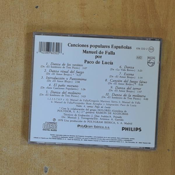 PACO DE LUCIA - INTERPRETA A MANUEL DE FALLA - CD