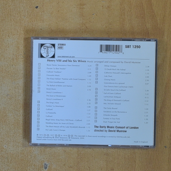 DAVID MUNROW - HENRY VIII AND HIS SIX WIVES TESTAMENT - CD