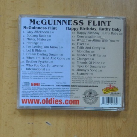 MGUINNESS FLINT - HAPPY BIRTHDAY RUTHY BABY - CD