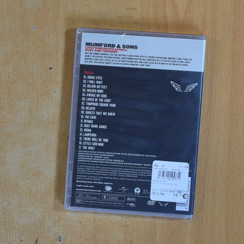 MUMFORD & SONS LIVE FROM SOUTH AFRICA DUST AND THUNDER - DVD
