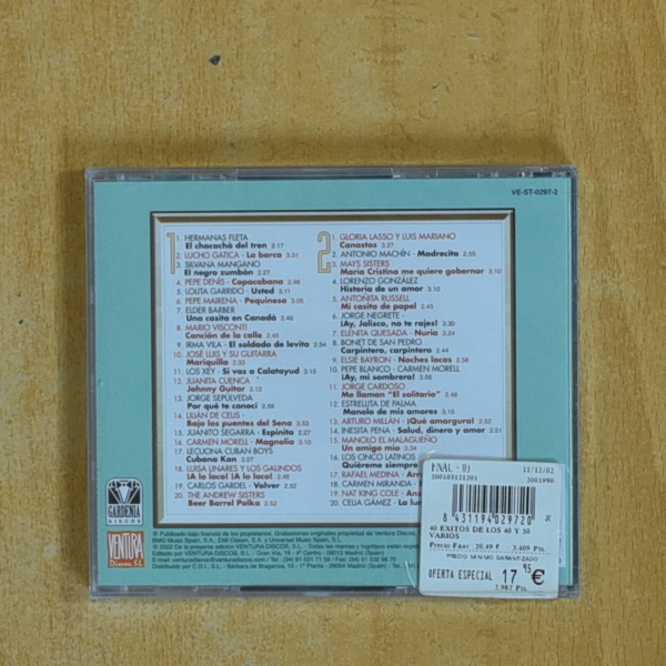 VARIOS - LOS 40 GRANDES EXITOS DE LOS 40 Y 50 VOL 2 - CD