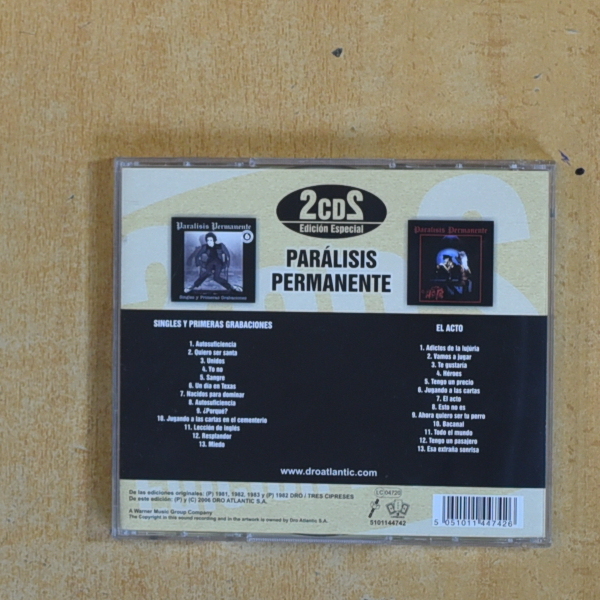 PARALISIS PERMANENTE - SINGLES Y PRIMERAS GRABACIONES / EL ACTO - CD