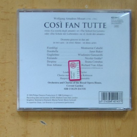 MOZART - COSI FAN TUTTE - CD