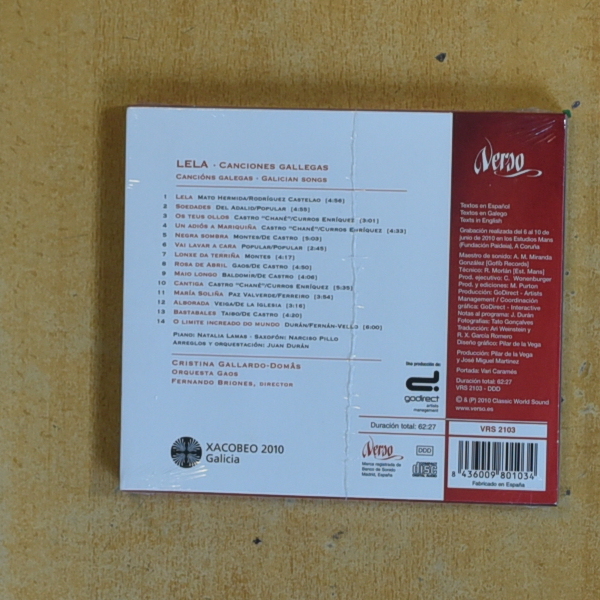 CRISTINA GALLARDO DOMAS - LELA CANCIONES GALLEGAS - CD