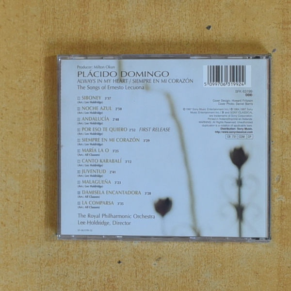 PLACIDO DOMINGO - ALWAYS IN MY HEART - CD