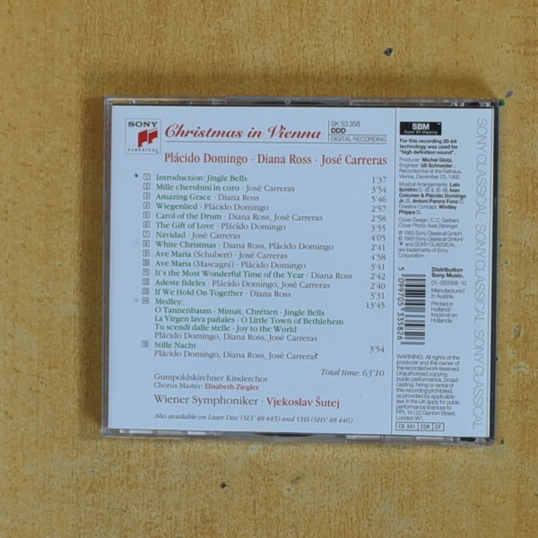 PLACIDO DOMINGO / DIANA ROSS / JOSE CARRERAS - CHRISTMAS IN VIENNA - CD