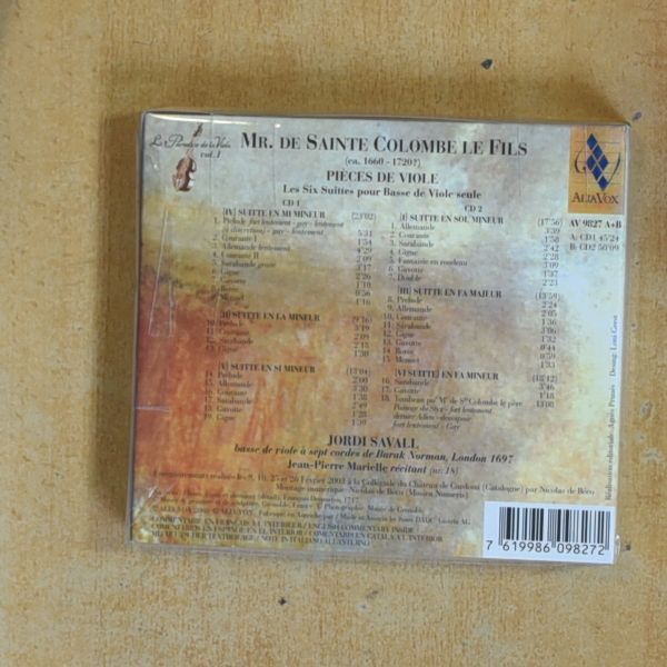 JORDI SAVALL - MR DE SAINTE COLOMBE LE FILS - CD
