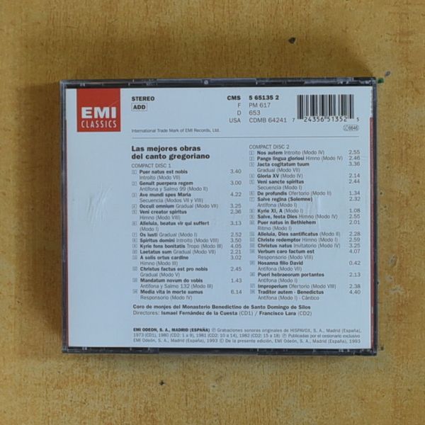 VARIOS - LAS MEJORES OBRAS DEL CANTO GREGORIANO - CD