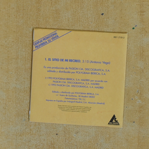 ANTONIO VEGA - EL SITIO DE MI RECREO - CD SINGLE