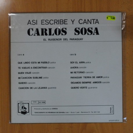 CARLOS SOSA - EL RUISEÃOR DEL PARAGUAY - LP