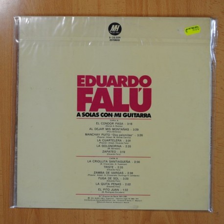 EDUARDO FALU - A SOLAS CON MI GUITARRA - LP