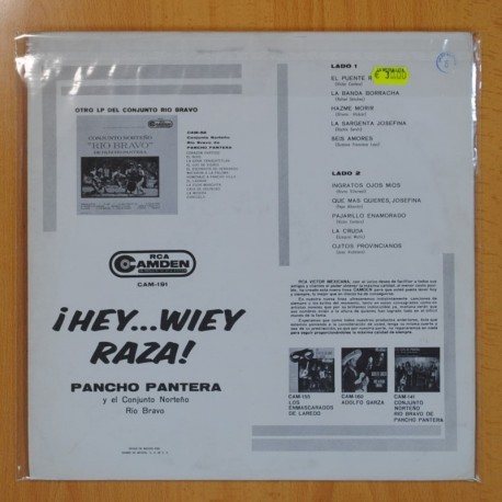 PANCHO PANTERA / CONJUNTO NORTEÃO RIO BRAVO - HEY WIEY RAZA ZAPATELLALE - LP