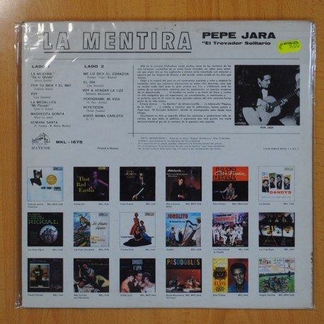 PEPE JARA - LA MENTIRA Y OTROS EXITOS - LP