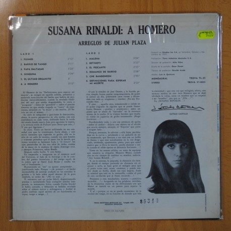 SUSANA RINALDI - A HOMERO - LP