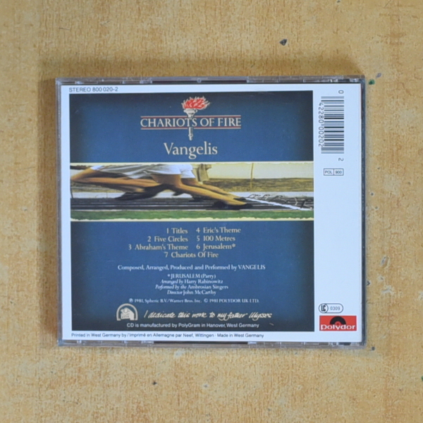VANGELIS - CHARIOTS OF FIRE - CD
