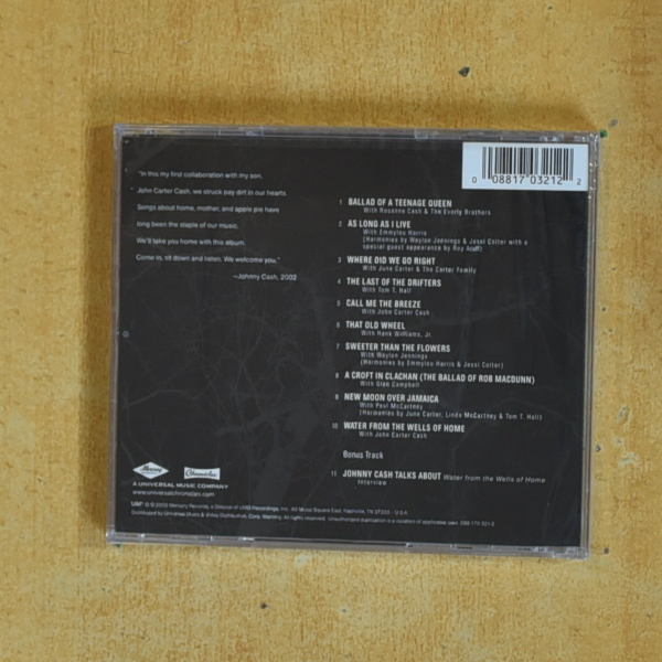 JOHNNY CASH - WATER FROM THE WELLS OF HOME - CD