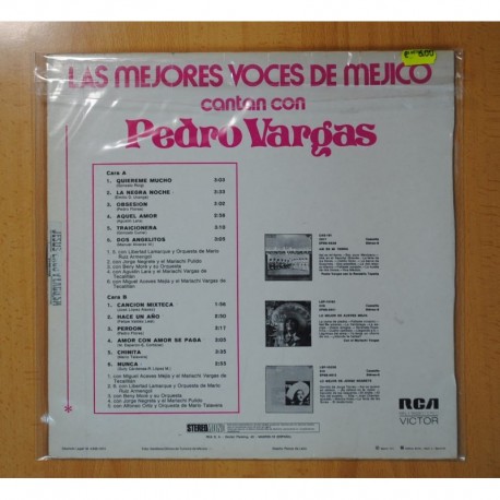 PEDRO VARGAS - LAS MEJORES VOCES DE MEJICO CANTAN CON ... - LP