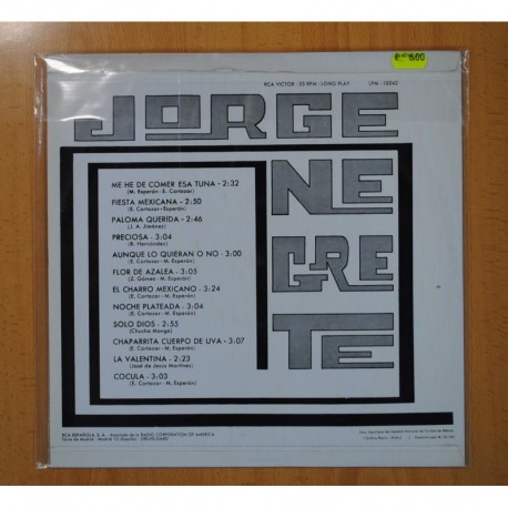 JORGE NEGRETE - JORGE NEGRETE - LP