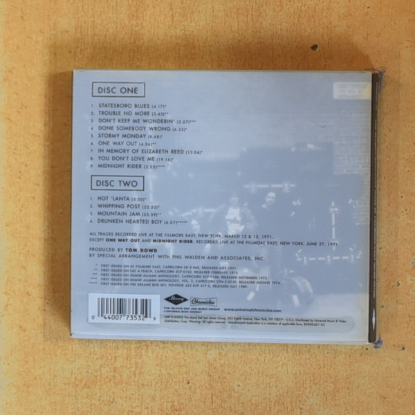 THE ALLMAN BROTHERS BAND - AT FILLMORE EAST - CD
