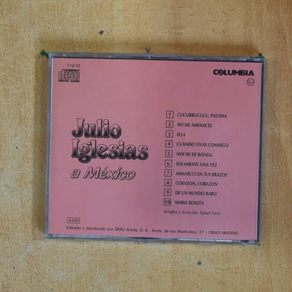 JULIO IGLESIAS - A MEXICO - CD